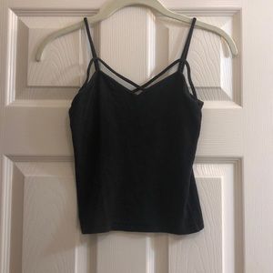 black tank top with crossed straps from brandy